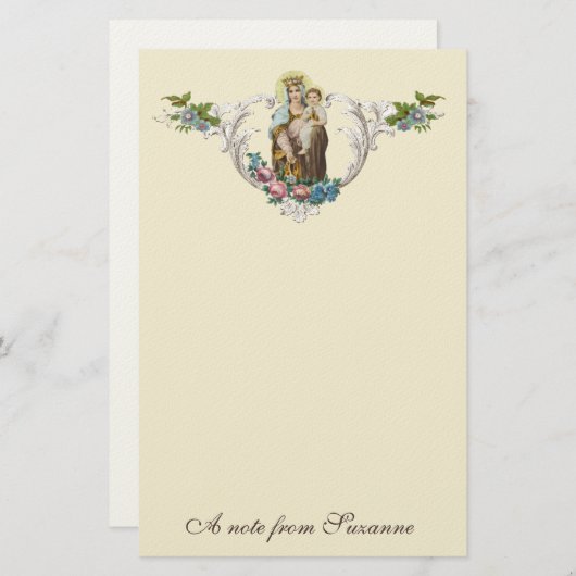 カトリックヴァージンマリアイエス宗教的山カルメル 便箋 (正面/裏面)