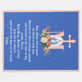 カトリックヴァージンマリアマリアンクロスバラ宗教 フリースブランケット (正面(横))