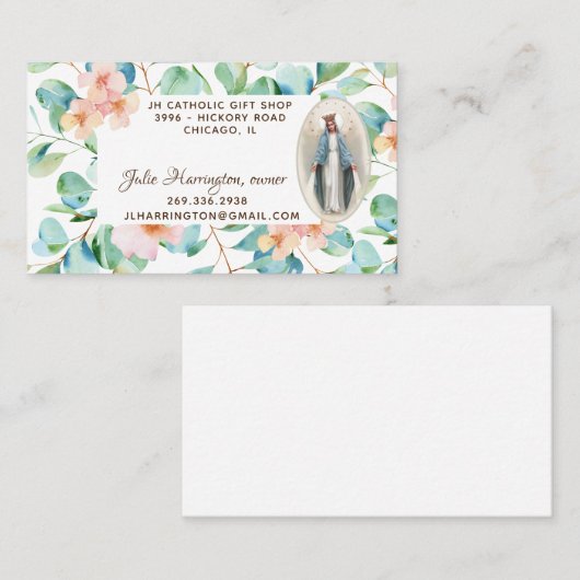 カトリックヴァージンマリユーカリプタス宗教フローラ 名刺 (正面/裏面)