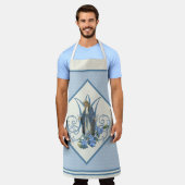 カトリックヴァージンマリーレディオブグレースフローラブルーアプル エプロン (着用した状態)