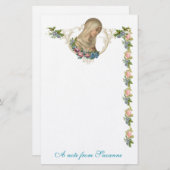 カトリックヴァージンマリー宗教フローラ 便箋 (正面/裏面)