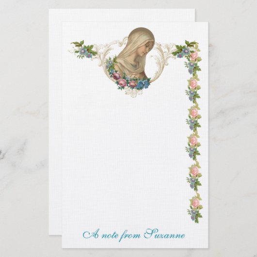 カトリックヴァージンマリー宗教フローラ 便箋 (正面/裏面)