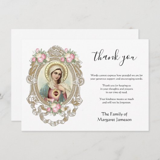 カトリックヴァージンマリー宗教弔慰 サンキューカード (正面/裏面)