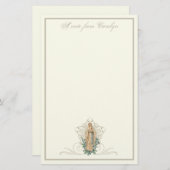 カトリックヴァージンメアリエレガントー宗教フローラ 便箋 (正面/裏面)