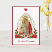 カトリックヴァージンメアリーイエズス宗教的バラ カード (黄色い花)