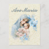 カトリックヴァージンメアリーイエズブルーフローラアベマリア ポストカード (正面)
