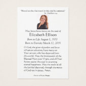 カトリックヴァージンメアリーイエズ葬式祈りの言葉カード (裏面)