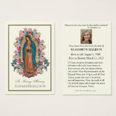 カトリックヴァージンメアリーグアダルーペ葬儀祈りの言葉カード (正面&裏面)