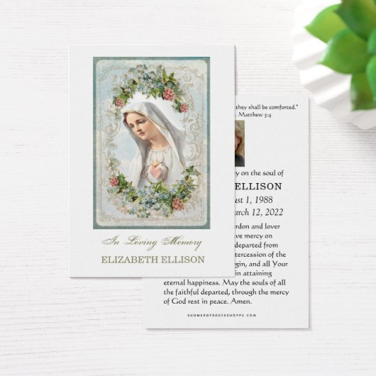 カトリックヴァージンメアリーファティマ葬儀祈りの言葉カード (デスク)