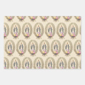 カトリックヴァージンメアリーフローラ宗教バラ ラッピングペーパーシート (正面)