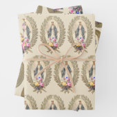 カトリックヴァージンメアリーフローラ宗教バラ ラッピングペーパーシート (インサイチュ)