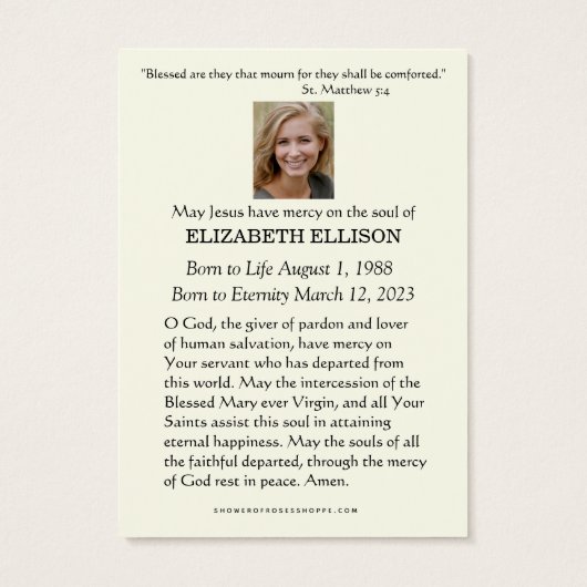 カトリックヴァージンメアリーフローラ葬儀ヴィンテージ (裏面)