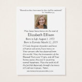 カトリックヴァージンメアリーフローラ葬儀祈りの言葉カード (裏面)