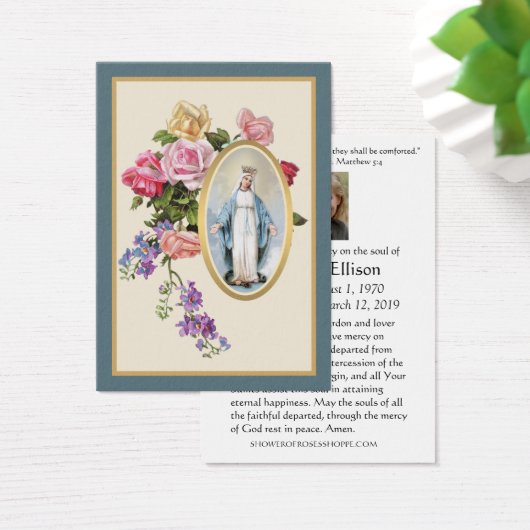 カトリックヴァージンメアリーフローラ葬儀祈りの言葉カード (デスク)