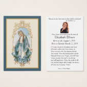 カトリックヴァージンメアリーフローラ葬儀祈りの言葉カード (正面&裏面)