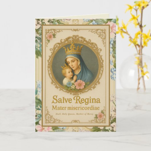 カトリックヴァージンメアリーフローラ誕生日カード カード (黄色い花)