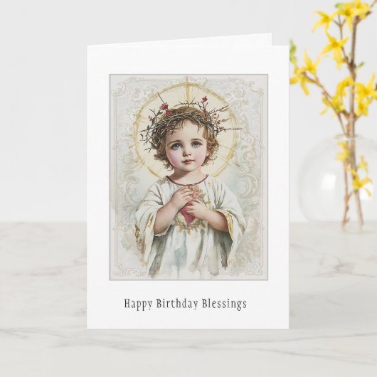 カトリックヴァージンメアリーフローラ誕生日カード カード (黄色い花)