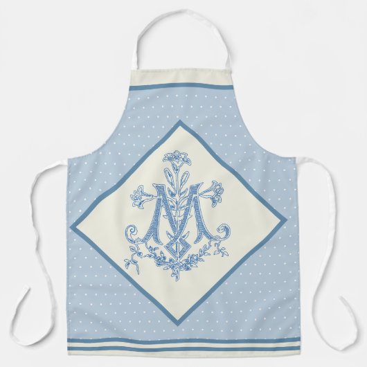 カトリックヴァージンメアリーマリアンクロスブルーリリーアプロ エプロン (正面)