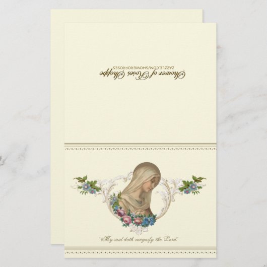 カトリックヴァージンメアリーヴィンテージ宗教フローラ (正面/裏面)