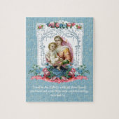 カトリックヴァージンメアリーヴィンテージ聖なる書物、 経典引用文 ジグソーパズル (縦)