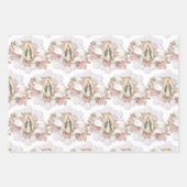 カトリックヴァージンメアリー宗教ピンクロセスラップピン ラッピングペーパーシート (正面3)