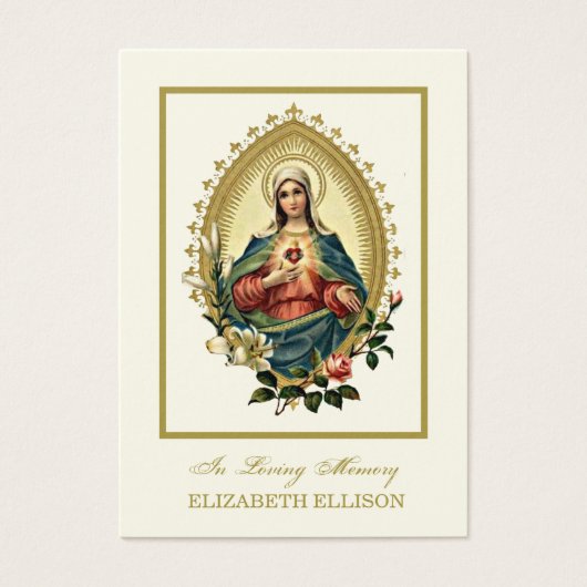カトリックヴァージンメアリー宗教葬儀祈りの言葉カード (正面)