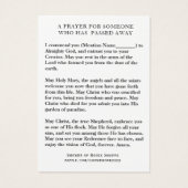 カトリックヴァージンメアリー悔やみや弔慰祈りの言葉ホーリーカード (裏面)