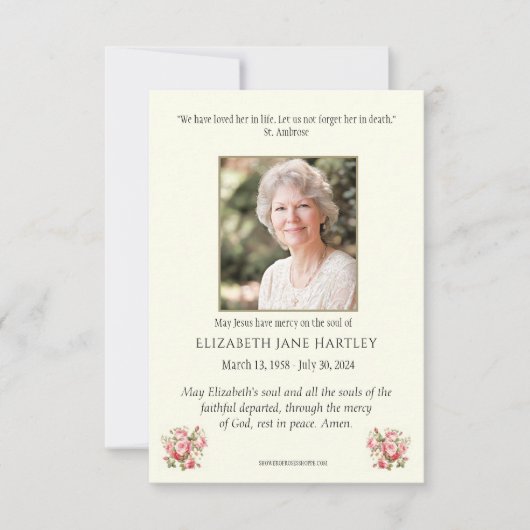 カトリックヴァージンメアリー悔やみや弔慰葬儀 サンキューカード (正面)