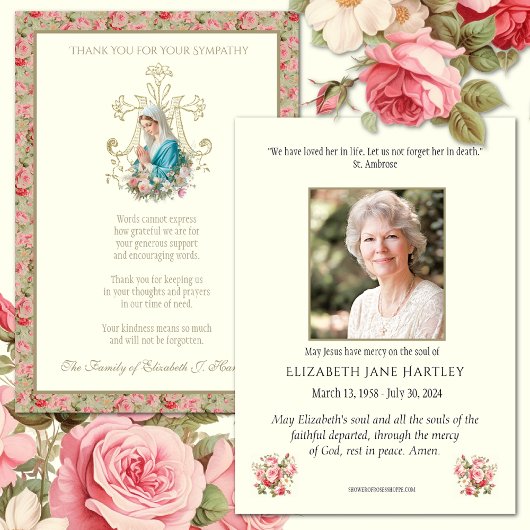 カトリックヴァージンメアリー悔やみや弔慰葬儀 サンキューカード