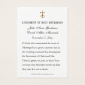 カトリックヴァージンメアリー結婚式の引き出物祈りの言葉 (裏面)