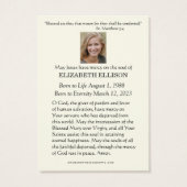 カトリックヴァージンメアリー葬儀祈りの言葉カード (裏面)