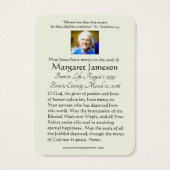 カトリックヴァージンメアリー葬儀祈りの言葉メモリアルカード (裏面)