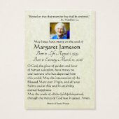 カトリックヴァージンメアリー葬儀祈りの言葉メモリアルカード (裏面)