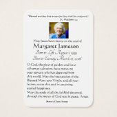 カトリックヴァージンメアリー葬儀祈りの言葉メモリアルカード (裏面)