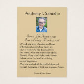 カトリックヴァージンメアリー葬儀祈りの言葉神聖カード (裏面)