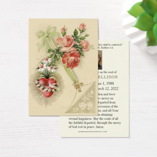 カトリックヴァージンメアリー葬儀記念祈りの言葉カード (デスク)