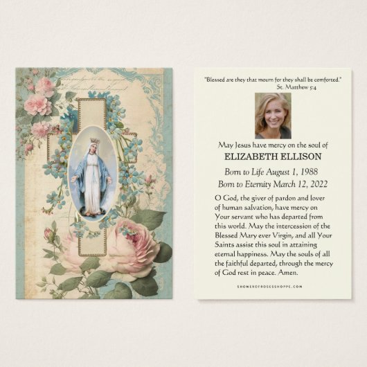 カトリックヴァージンメアリー葬儀記念祈りの言葉 (正面&裏面)