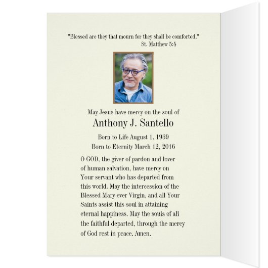 カトリックヴァージンメアリー葬式のお悔やみ (内側 (左))