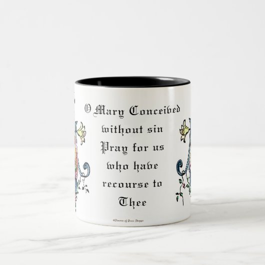カトリックヴァージンメリーイエス祈りの言葉宗教 ツートーンマグカップ (中央)