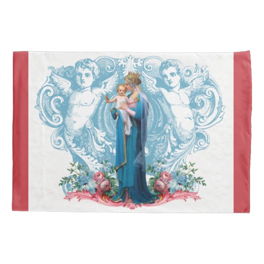 カトリックヴァージンメリーイエズス聖ヨセフ宗教 枕カバー (裏面-左)