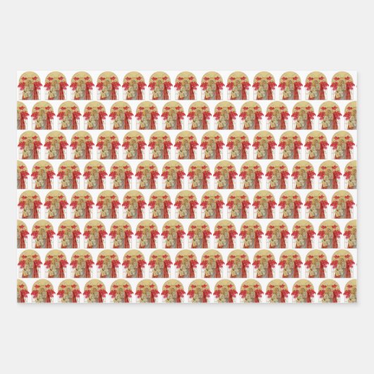 カトリックヴァージンメリー宗教的イエスポインセチア ラッピングペーパーシート (正面)