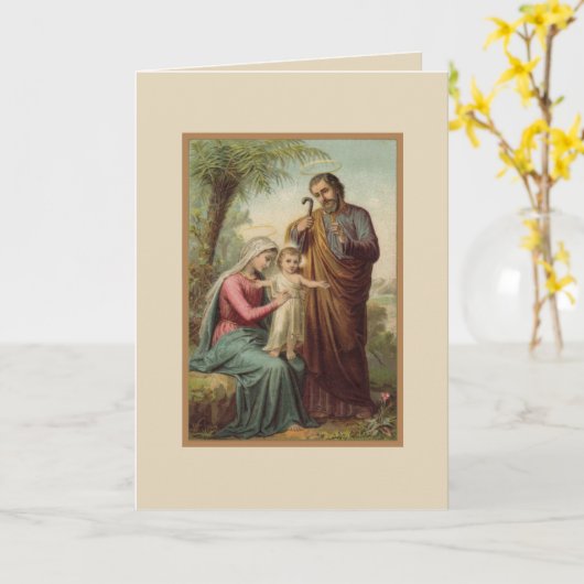 カトリックヴィンテージイエスメアリージョセフ カード (黄色い花)