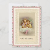 カトリックヴィンテージガールバプテスマ《キリスト教》洗礼式や命名式天使 招待状 (正面)