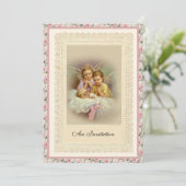 カトリックヴィンテージガールバプテスマ《キリスト教》洗礼式や命名式天使 招待状 (スタンド正面)