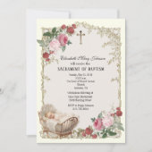 カトリックヴィンテージガールバプテスマ《キリスト教》洗礼式や命名式天使 招待状 (正面)