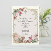 カトリックヴィンテージガールバプテスマ《キリスト教》洗礼式や命名式天使 招待状 (スタンド正面)