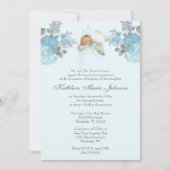 カトリックヴィンテージバプテスマ《キリスト教》洗礼式や命名式男の赤ちゃん 招待状 (正面)