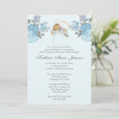 カトリックヴィンテージバプテスマ《キリスト教》洗礼式や命名式男の赤ちゃん 招待状 (スタンド正面)