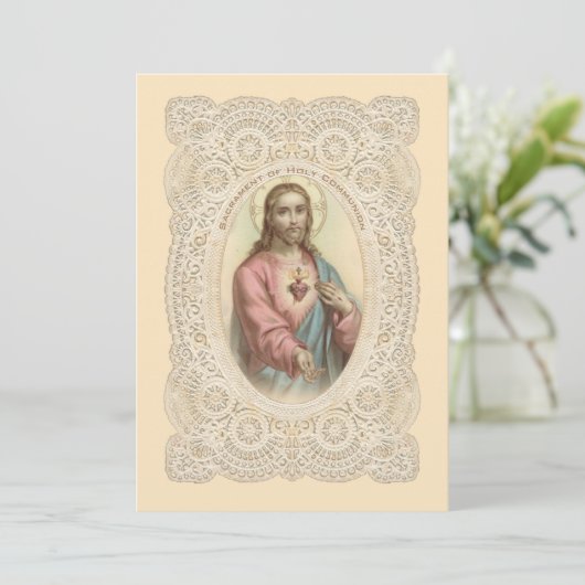 カトリックヴィンテージファースト聖餐式招待状 招待状 (スタンド正面)