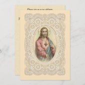 カトリックヴィンテージファースト聖餐式招待状 招待状 (正面/裏面)